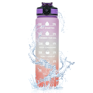 Lot de 3 Bouteilles d'Eau en <span class=keywords><strong>Plastique</strong></span> pour Gymnastique, Sans BPA, Portables, avec Marqueurs de Temps - Vente en Gros - Product Image 1