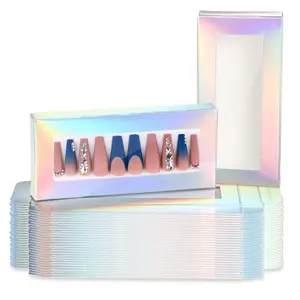 カスタムロゴネイルパッケージ白い背景紙プルラブルディスプレイパッキングボックス空のネイルチップボックス