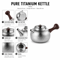 Ketel Teh Titanium Murni Pemanas Air Ultralight Ketel Camping Luar Ruangan Portabel untuk Merebus Air