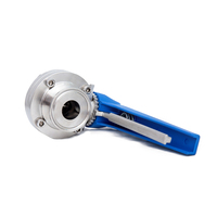 Vanne papillon manuelle en acier inoxydable de qualité alimentaire 304/316L de 1,5 pouce avec raccord Tri-Clamp et déclencheur à pression en plastique