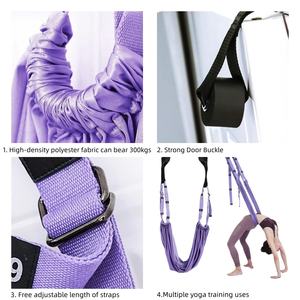 Hamac de <span class=keywords><strong>yoga</strong></span> <span class=keywords><strong>aérien</strong></span> avec ancrage de porte, entraîneur de flexibilité, aide aux étirements dorsaux, exercices de danse, en polyester, coton et acier, durable et multifonctionnel - Product Image 2