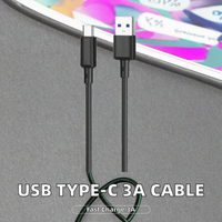 Cable de Datos USB Tipo-C PD60W 3A de Carga Rápida con Malla de Protección, 1M, TPE + Conductor de Cobre Puro, Longitud Personalizable, para Teléfono Móvil