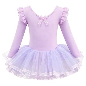 Justaucorps de ballet à manches longues pour filles, robe de danse tutu avec volants et nœuds, tenue d'entraînement pour spectacle sur scène - Product Image 4