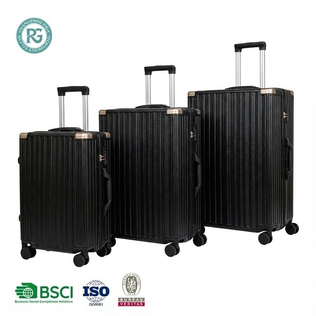 Premium PC Material Fashionable Business Spinner Luggage Set 20 24 26 28Inch Hybrid Aluminum Frame TSA Lock Suitcase Light