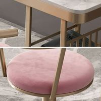 Tabourets de bar de luxe modernes nordiques pour cuisine, chaise haute dorée en acier inoxydable avec dossier en velours rose