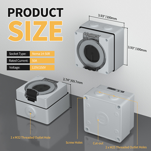 Cho UL được liệt kê 50amp <span class=keywords><strong>RV</strong></span> điện đầu vào ổ cắm hộp ngoài trời không thấm nước chống cháy IP66 NEMA14-50R ổ cắm 50A đánh giá ổ cắm - Product Image 2