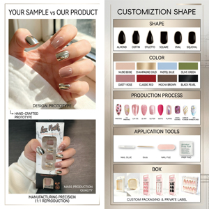 24 faux ongles nude portables, amovibles, <span class=keywords><strong>motif</strong></span> carré, pour <span class=keywords><strong>manucure</strong></span> française estivale, 24 pièces pour les doigts - Product Image 3