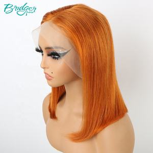 准备发货直鲍勃假发批发13*4全蕾丝正面人发假发黑色女性99j P4 // 27彩色预拔鲍勃 - Product Image 3