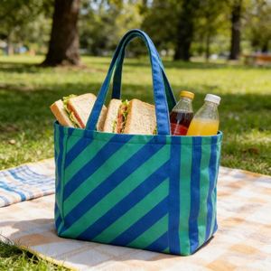 Fashion Striped Tote <b>Large</b> Capacity Women Shoulder Reusable Beach <b>Bag</b> Travel Shopping Handbag - Product Image 2