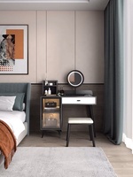Table de toilette moderne avec miroir et tiroir, bureau de maquillage en bois pour chambre à coucher, mobilier de maison