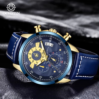 Montre sport à quartz pour homme OCHSTIN avec bracelet en cuir, cadran de 44 mm, boîtier en alliage de zinc, étanche, aiguilles lumineuses, montre de luxe tendance