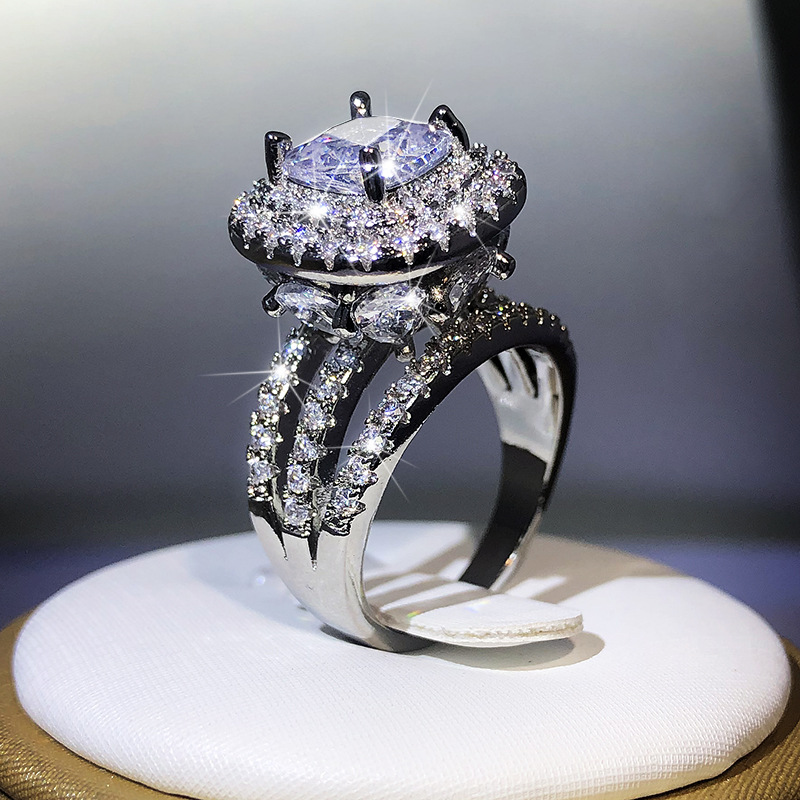 KYRA01348 Zircon Engagement Rings - Elegant Geometric Design