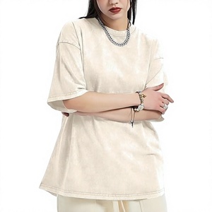 T-shirts surdimensionnés pour femmes, personnalisés OEM, de haute qualité, tendance, effet délavé, col rond, doux, respirants, respectueux de la peau, pour l'été - Product Image 1