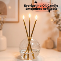 Bougie à l'huile éternelle réutilisable, contenant en verre rond, mèche en métal, longue durée de combustion, décoration de luxe pour la maison, commande personnalisée en petite série