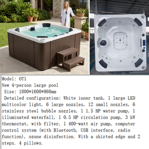 Vasca Idromassaggio Esterna per 4 Persone con Getti Massaggianti, Piscina Idroterapica Autoportante Jacuzzi per Villa - Product Image 4