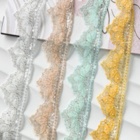 Ruban de garniture en dentelle brodée perlée fleur festonnée Organza bord Guipure dentelle coupe pour bricolage couture, artisanat