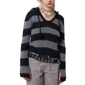 Prix d'usine, sweats à capuche tricotés à rayures fumées, de haute qualité, avec logo personnalisé, mode décontractée, confortables - Product Image 2