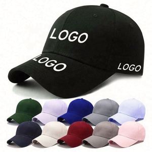 Customizable 100% Cotton Baseball Cap for Women Men's Adjustable Sports Hat with Plain Logo Embroidery Black Material - Product Image 1