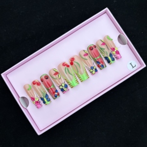 Uñas Acrílicas Artificiales de Lujo de Alta Calidad, 10 Piezas, Diseño Cuadrado de Diamante Hecho a Mano, Juego de Uñas Postizas Personalizadas para Dedos, Marca Privada - Product Image 3