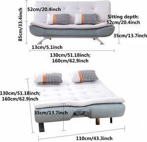 Hiện Đại Loveseat Ngủ Sofa Giường Có Thể Điều Chỉnh Bộ Nhớ Bọt <span class=keywords><strong>Futon</strong></span> Chuyển Đổi Ghế Với 2 Gối Gối Cho Phòng Khách Phòng Ngủ - Product Image 6