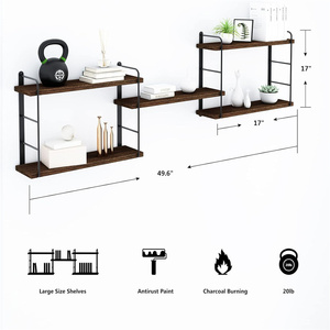 Prateleira de madeira para velas, prateleira de arco-íris para parede, <span class=keywords><strong>2</strong></span> peças, prateleira flutuante Boho para parede, prateleira de diamante rústica - Product Image 2
