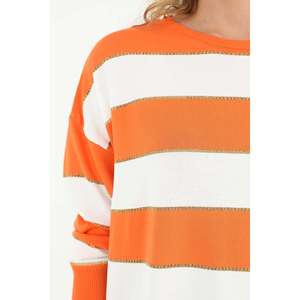 <span class=keywords><strong>Tunique</strong></span> à manches longues rayée <span class=keywords><strong>orange</strong></span> décontractée pour femmes Puane, coupe ample confortable pour tous les jours et pour le bureau - Modèle - Product Image 5