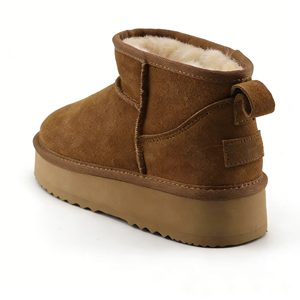 Bottes de neige marron en cuir de vachette <span class=keywords><strong>pour</strong></span> femmes, à semelle épaisse, bottines chaudes d'hiver, vente en gros, personnalisation OEM/ODM du logo et du style - Product Image 3