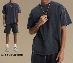Men Acid Wash Oversized T Shirt and Shorts Set 2 Piece Streetwear Cotton Crew <b>Neck</b> Summer Casual Outfit - Product Image 5