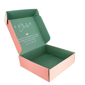 Boîte en Carton ondulé avec Logo personnalisé, emballage de courrier pour vêtements, sous-vêtements, chemise, courrier, boîte cadeau, blanc, rose, 50 pièces