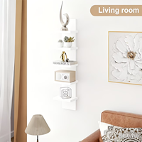 Étagère murale à 5 niveaux, étagère verticale flottante, étagère murale décorative, étagères d'angle suspendues pour mur en bois