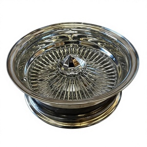 Rueda de alambre cromada de acero 13x7 con plato profundo y 100 radios, nueva <span class=keywords><strong>para</strong></span> coches clásicos Lowridder - Product Image 1