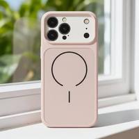Coque de téléphone antichoc en silicone liquide à sensation lisse, magnétique MagSafe, résistante à l'usure, avec grande fenêtre transparente pour iPhone 17 Pro Max