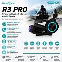 FreedConn R3 PRO FM, partage de musique, étanche, application WiFi, enregistreur vidéo, caméra 2K, caméra embarquée, casque de moto, interphone