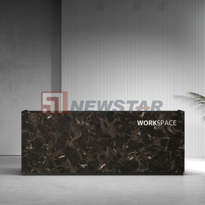 Mostrador de Recepción Personalizado de Mármol Natural de Lujo, Color Emperador Oscuro, para Salón de Belleza u Hotel - Product Image 1