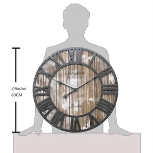 24英寸深棕色脸模拟原子有趣的设计大悬挂农家钟复古