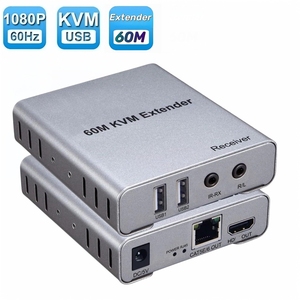 Extensor KVM HDMI <span class=keywords><strong>USB</strong></span> <span class=keywords><strong>de</strong></span> 60M 1080P sobre Cable Ethernet CAT5e/CAT6 RJ45, Transmisor y Receptor <span class=keywords><strong>de</strong></span> Audio y Video, Convertidor <span class=keywords><strong>de</strong></span> Extensión <span class=keywords><strong>de</strong></span> Señal - Product Image 1
