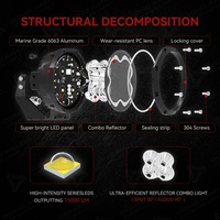 Phare auxiliaire LED ambre de 5 pouces pour voiture, camion, pick-up, UTV, VTT, Polaris, Can-Am, tout-terrain, 4x4, montant A, et éclairage de fossé