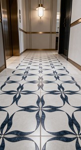 Azulejo de Porcelana Premium de 600*1200mm, Antideslizante, Diseño Moderno de Flores Azules sobre <span class=keywords><strong>Fondo</strong></span> Gris Claro, para Pisos y Paredes Exteriores - Product Image 5