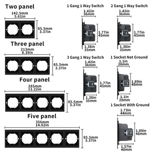 ไฟติดผนังไฟฟ้าพลาสติกสีดำแบบยุโรปมาตรฐานอียูใช้ในบ้านอัจฉริยะปุ่มกดสวิตช์แบบแยกส่วน - Product Image 6