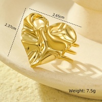 Mode luxe minimaliste bijoux de mode incolore 18k or acier inoxydable marteau motif amour femmes étanche anneau ouvert