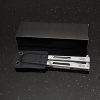 Couteau pliant de haute qualité 9Cr13MoV non affûté, finition satinée, étui en nylon, couteau utilitaire de camping et d'entraînement Balisong, coffret cadeau