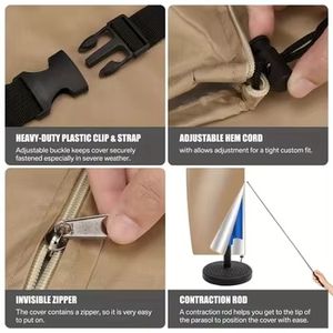 Housse de protection personnalisée avec logo pour parasol de patio, compatible avec les parasols cantilever de 9 et 11 pieds - Product Image 2