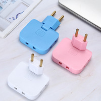 Adaptateur de voyage multi-prises EU 2 broches pliable, répartiteur de prises Euro, couleurs rose, bleu, blanc, adaptateurs de voyage en gros