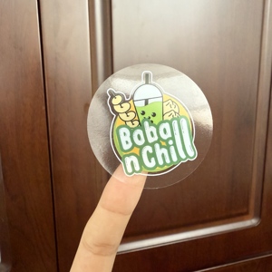 Nhà Máy Biểu Tượng Tùy Chỉnh Trong Suốt Vòng Tròn Tự Dính 2 3 Inch Nhãn Dán Cho Trà Sữa Đồ Uống Cốc Cà Phê Chai Nhãn - Product Image 5