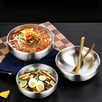 Bol à ramen coréen en acier inoxydable à double paroi, écologique, poli, grande capacité, empilable, pour restaurant et usage domestique