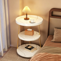 Table d'appoint vintage pour chambre à coucher, étagère de rangement multi-niveaux, table basse pour canapé, table d'angle pour petit appartement, bois 3