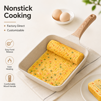 Poêle à Tamagoyaki japonaise carrée personnalisée, directement de l'usine, avec poignée en bois grainé
