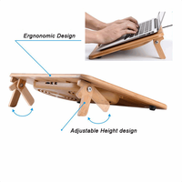 Support de refroidissement en bambou pour ordinateur portable de jeu de 15.6 pouces, support de refroidissement pour ordinateur portable avec Double ventilateur USB