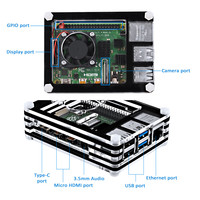 Funda acrílica de 9 capas para Raspberry Pi 4, carcasa transparente con ventilador de refrigeración, cubierta protectora para Raspberry Pi 4 Modelo B