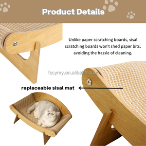 กระดานลับเล็บแมวพร้อมแผ่นปูสำหรับแมวที่เกาแบบยกสูงทำจากป่านศรนารายณ์มีความทนทาน - Product Image 3